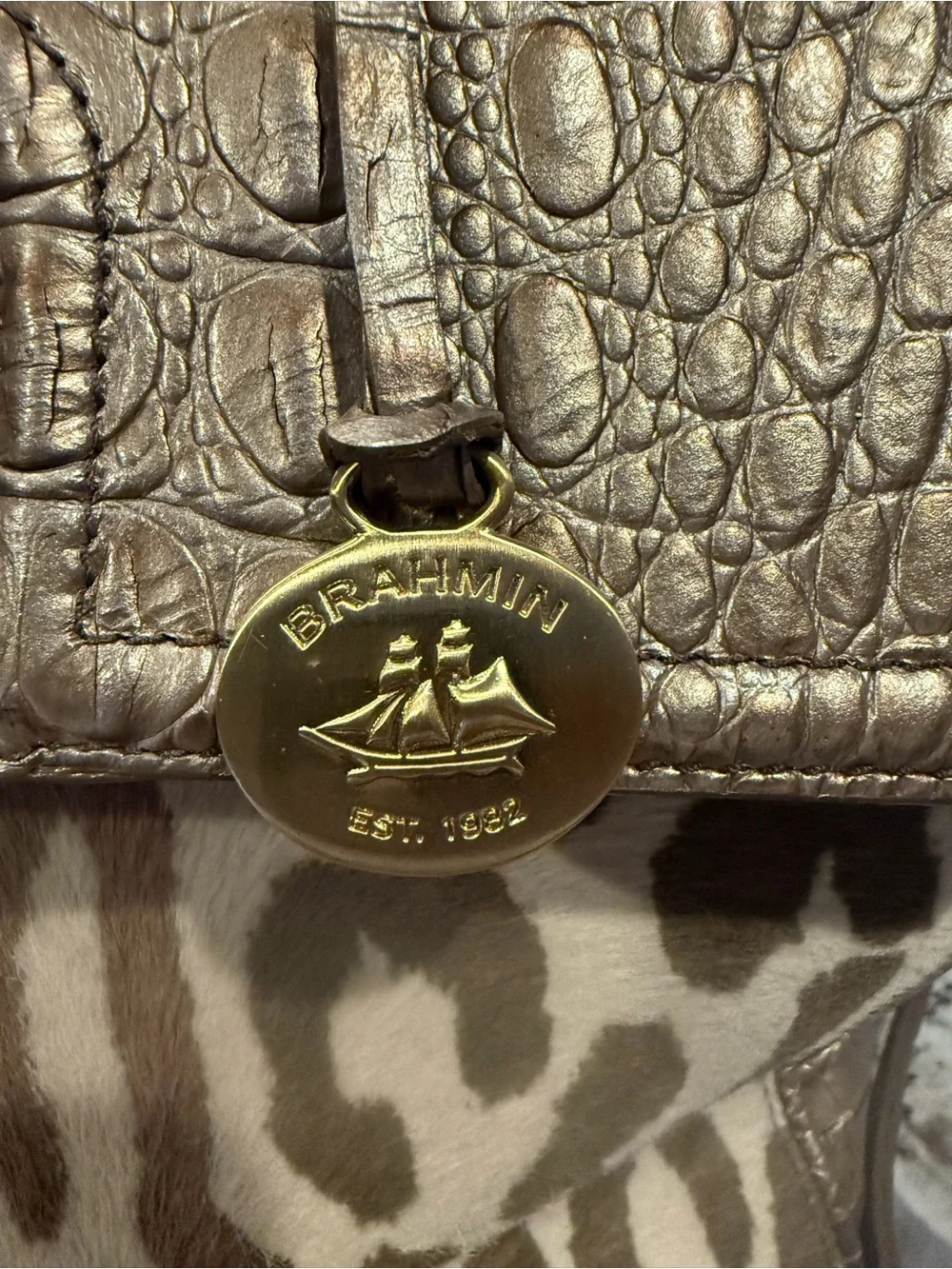 Brahmin Leopard Haircalf Satchel